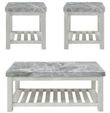 VANDALE Gray Real Marble 3 Piece Table Set