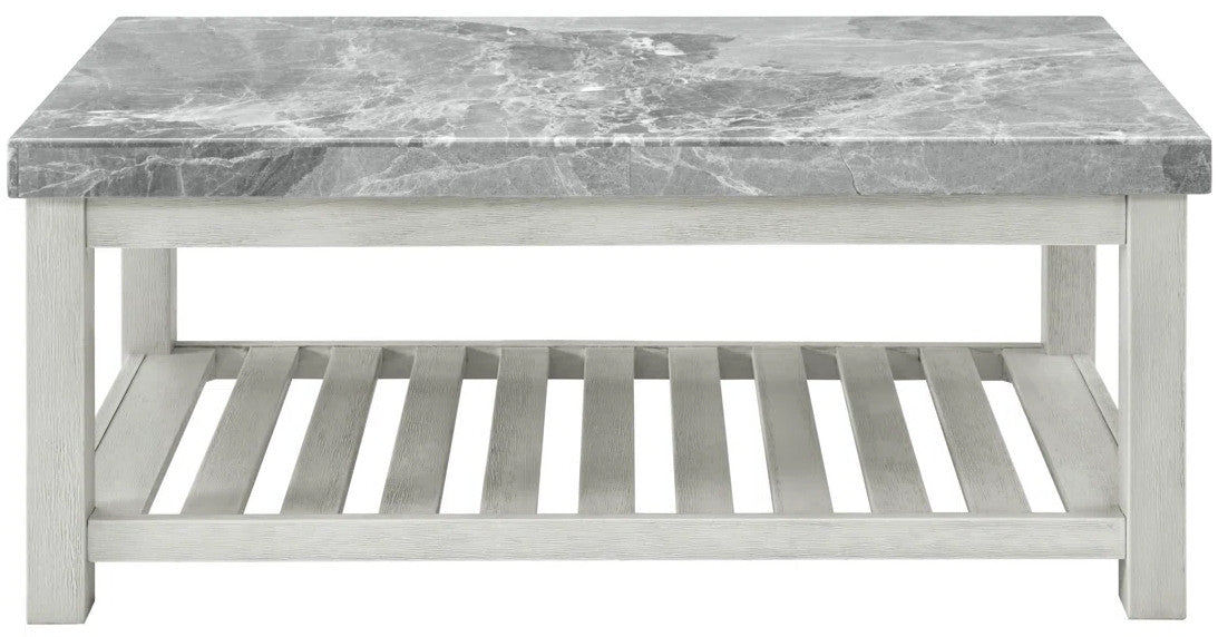 VANDALE Gray Real Marble 3 Piece Table Set