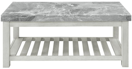 VANDALE Gray Real Marble 3 Piece Table Set