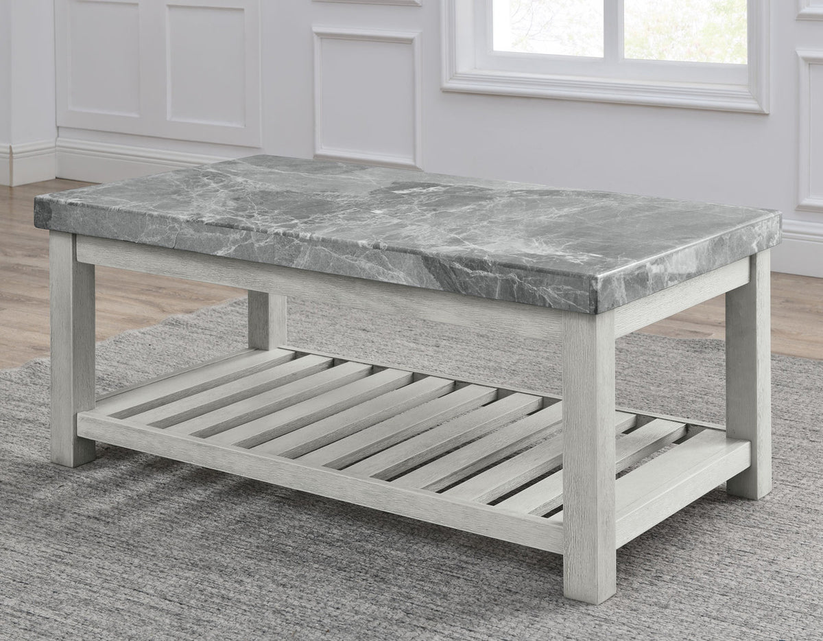 VANDALE Gray Real Marble 3 Piece Table Set