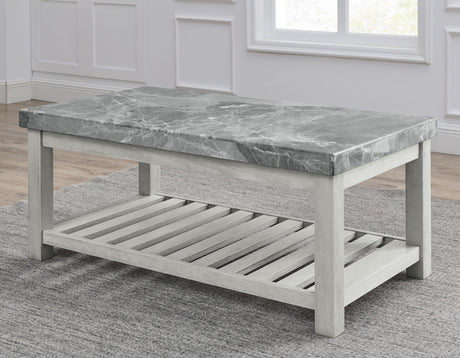 VANDALE Gray Real Marble 3 Piece Table Set