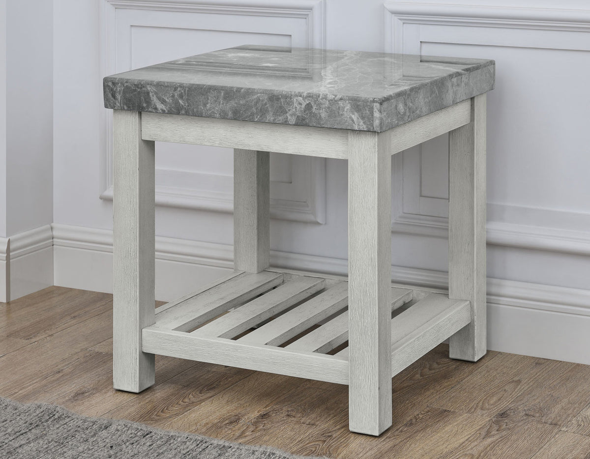 VANDALE Gray Real Marble 24" Wide End Table