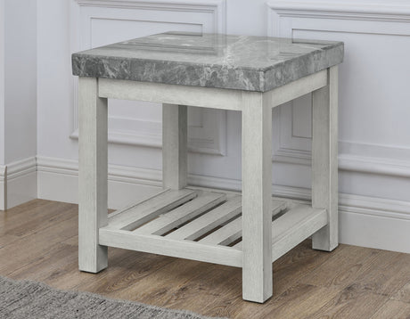 VANDALE Gray Real Marble 3 Piece Table Set