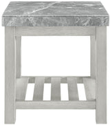 VANDALE Gray Real Marble 24" Wide End Table