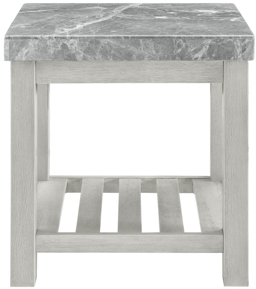 VANDALE Gray Real Marble 3 Piece Table Set