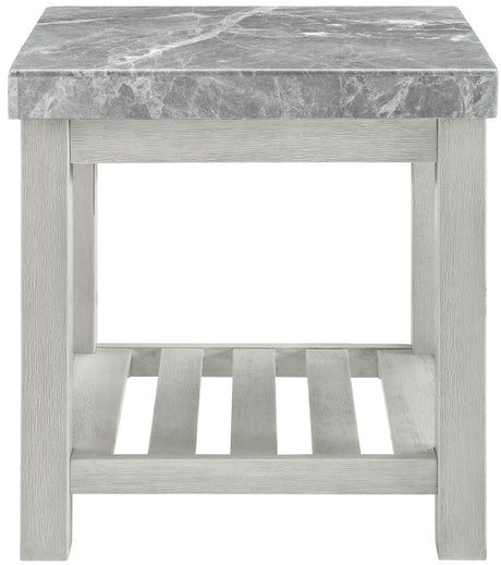 VANDALE Gray Real Marble 3 Piece Table Set