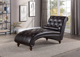 VANNEY Brown Faux Leather 30" Wide Chaise Lounge