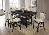 VEILAND White 7 Piece Rectangular Counter Height Set with Faux Crocodile Leather