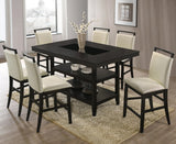 VEILAND White 7 Piece Rectangular Counter Height Set with Faux Crocodile Leather