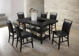 VEILAND Black & Espresso 7 Piece Rectangular Counter Height Set with Faux Crocodile Leather