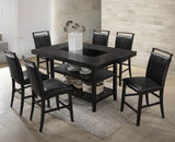 VEILAND Black & Espresso 7 Piece Rectangular Counter Height Set with Faux Crocodile Leather