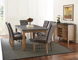 VELEME Gray Real Marble 7 Piece Dining Set with Suede Chairs