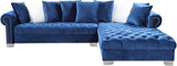 VELMA Blue Velvet 123" Wide Double Chaise Sectional