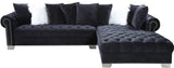 VELMA Black Velvet 123" Wide Double Chaise Sectional