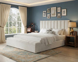 VEREMA Cream Velvet 61" Height Platform Bed with Storage Benches