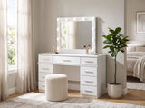 VERENA White 54" Wide Vanity Desk & Mirror