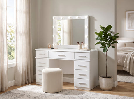 VERENA White 54" Wide Vanity Desk & Mirror