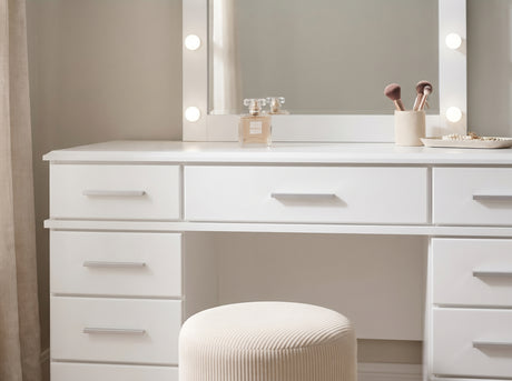 VERENA White 54" Wide Vanity Desk & Mirror