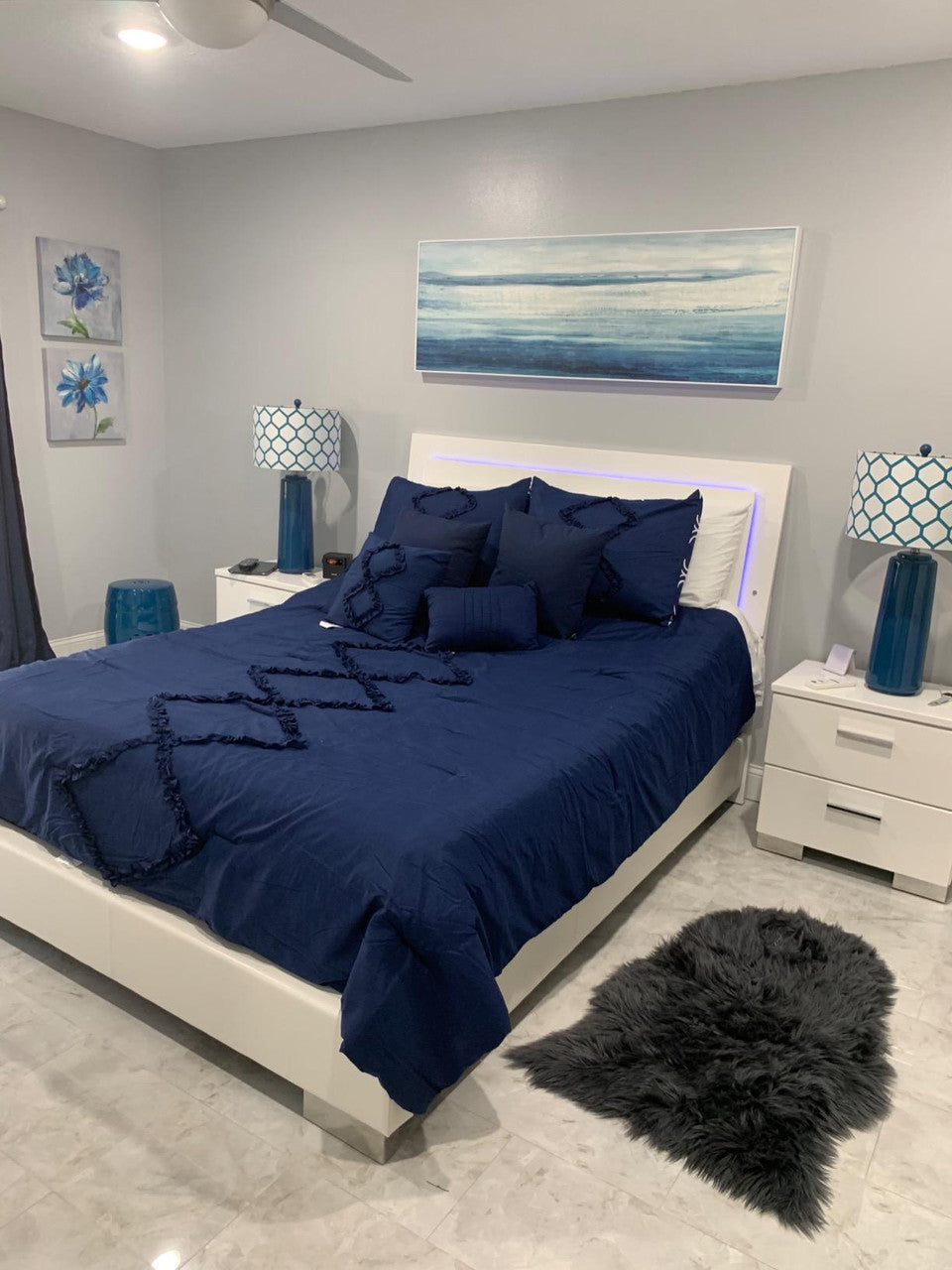 VERENA Glossy White LED Bedroom Set