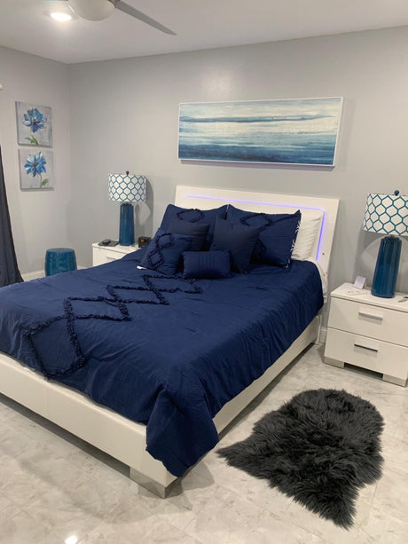 VERENA Glossy White LED Bedroom Set