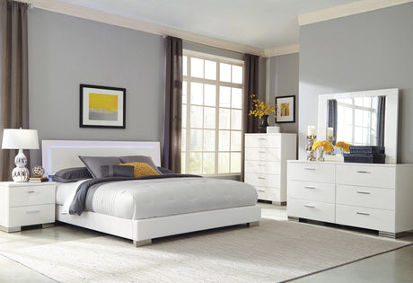 VERENA Glossy White LED Bedroom Set