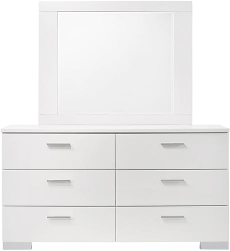 VERENA Glossy White 63" Wide Dresser & Mirror