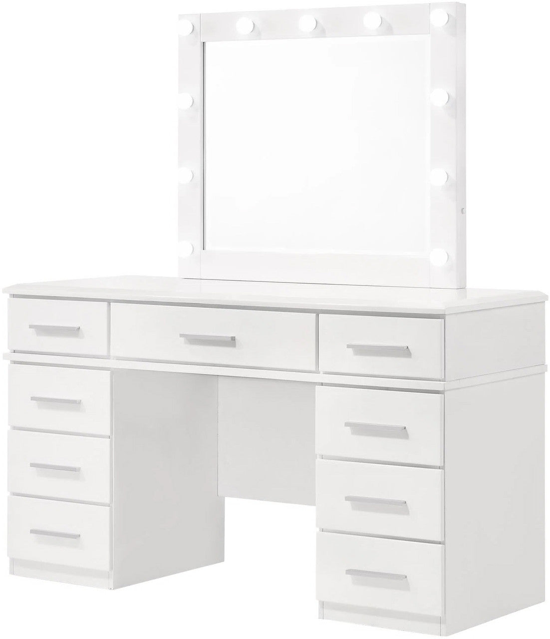 VERENA White 54" Wide Vanity Desk & Mirror