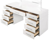 VERENA White 54" Wide Vanity Desk & Mirror
