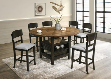 VERNON 7 Piece Round to Square Counter Height Set with Lazy-Susan