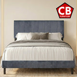 VIANN Gray Corduroy 42" Height Platform Bed