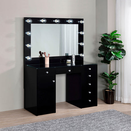 VICKIE Black 47" Wide Vanity Desk and Mirror (RTA)