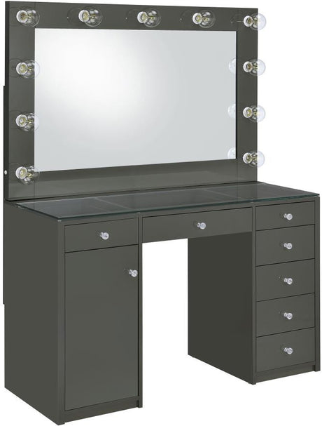 VICKIE Gray 47" Wide Vanity Desk and Mirror (RTA)