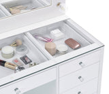 VICKIE White 47" Wide Vanity Desk and Mirror (RTA)