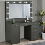 VICKIE Gray 47" Wide Vanity Desk and Mirror (RTA)