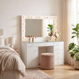VICKIE White 47" Wide Vanity Desk and Mirror (RTA)