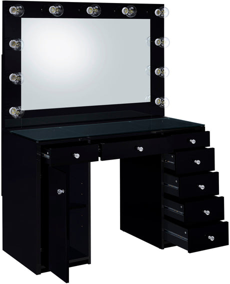VICKIE Black 47" Wide Vanity Desk and Mirror (RTA)