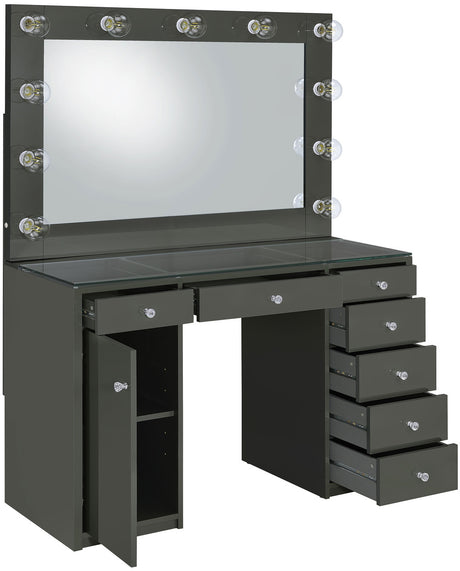 VICKIE Gray 47" Wide Vanity Desk and Mirror (RTA)