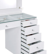 VICKIE White 47" Wide Vanity Desk and Mirror (RTA)