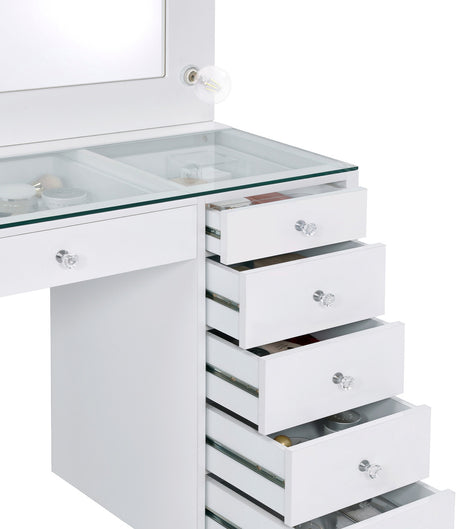 VICKIE White 47" Wide Vanity Desk and Mirror (RTA)