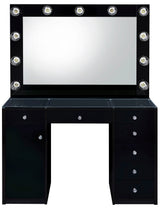VICKIE Black 47" Wide Vanity Desk and Mirror (RTA)