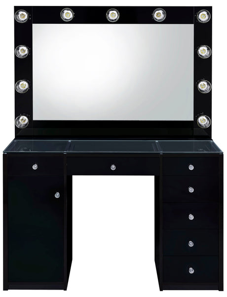 VICKIE Black 47" Wide Vanity Desk and Mirror (RTA)
