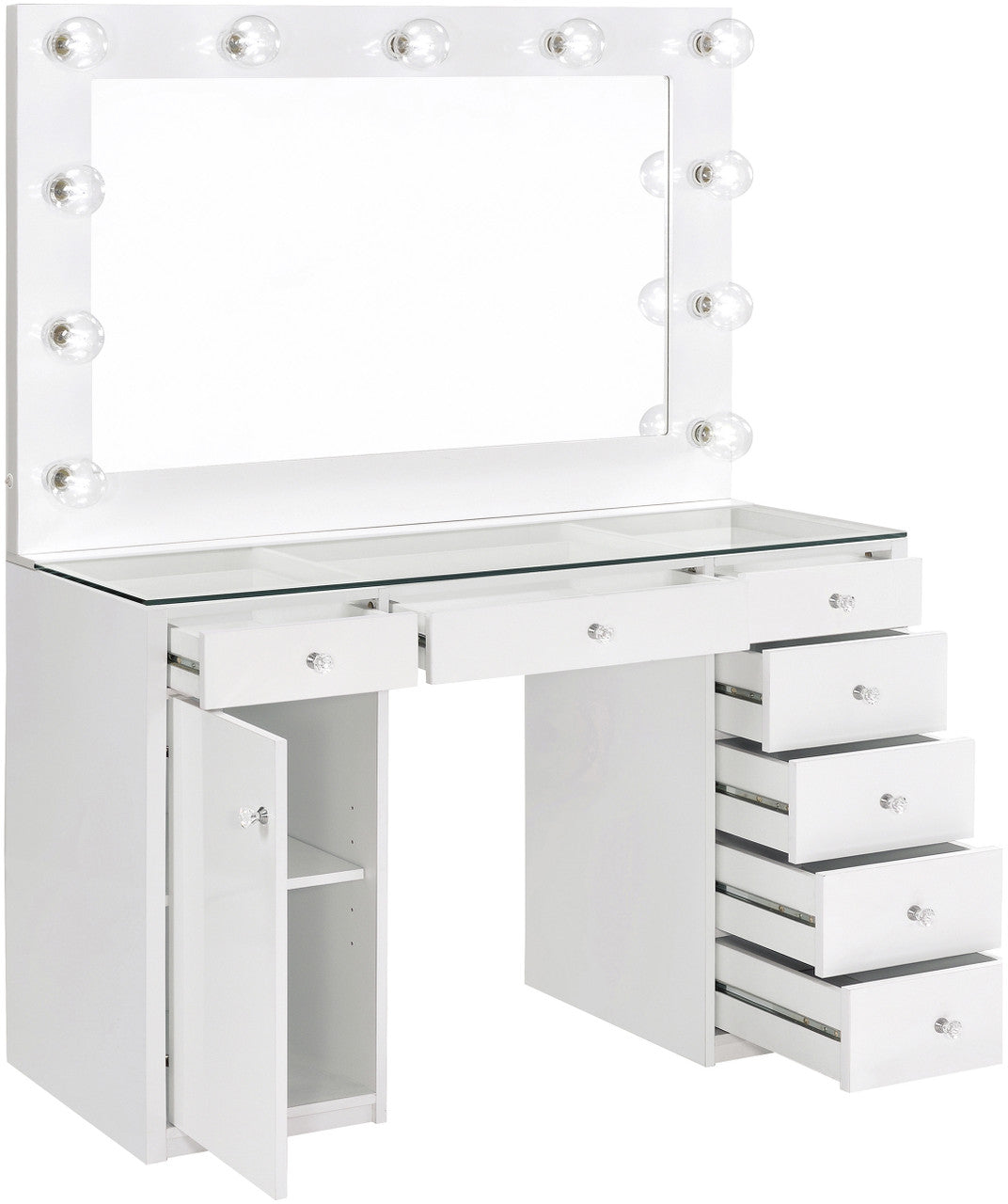 VICKIE White 47" Wide Vanity Desk and Mirror (RTA)