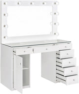 VICKIE White 47" Wide Vanity Desk and Mirror (RTA)