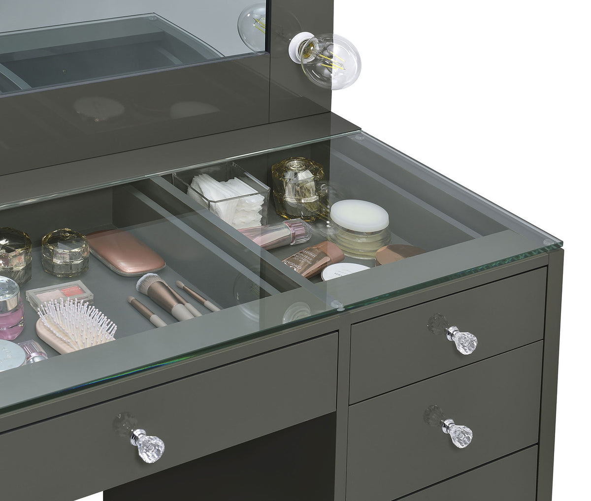 VICKIE Gray 47" Wide Vanity Desk and Mirror (RTA)