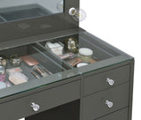 VICKIE Gray 47" Wide Vanity Desk and Mirror (RTA)
