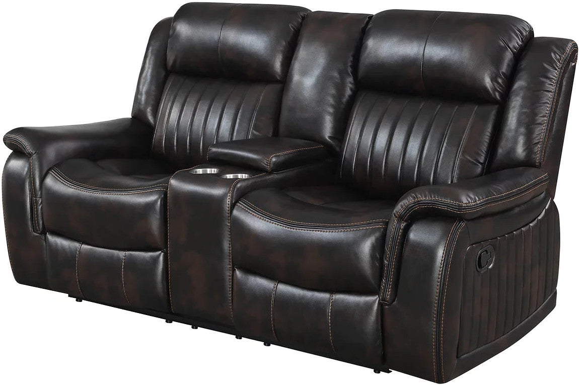 VINCIT Brown Reclining Sofa, Loveseat & Recliner