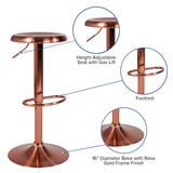 VINETTE Rose Gold Adjustable Barstool