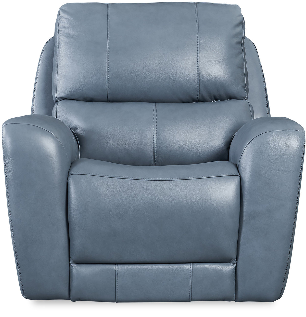 VINOVO Blue 100% Top-Grain Leather Power Reclining Livingroom with Adjustable Headrests