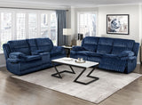 VINZE Blue Wide Corduroy Powered Reclining Sofa & Loveseat