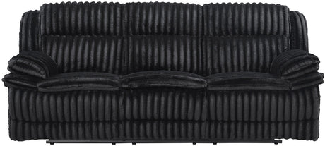 VINZE Black Wide Corduroy Powered Reclining Sofa & Loveseat